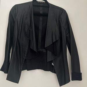 Faux leather draped jacket